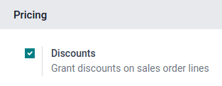 جعبه تیک با برچسب Discounts را کلیک کنید تا تخفیفها فعال شوند.