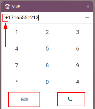 استفاده از ویجت تلفن VoIP برای برقراری تماس.