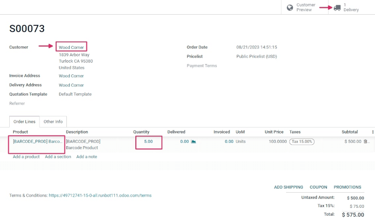 سفارش فروش تکمیل‌شده برای محصول بارکد.